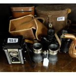 Two pairs of binoculars with cases, 1 “Kodak” Duplex II Camera (3)