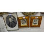 Pair 19th C miniature engravings in later maple frames, portrait of “Prince Rupert” and portrait