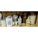 Group of Stoneware Jars, Bottles & inkwells incl. 2 “Keiller” marmalade jars, 15 pieces.