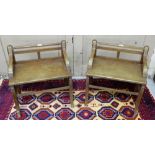 A matching Pair of Late 19thC brass mounted walnut Hall Benches, attributed to James Shoolbred, c.