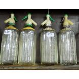 4 Soda Syphons with chrome tops, all engraved with “Mineral Water Distributors, Dublin”