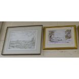 Original Engraving by Roy F Kirton (English) “Early Snow”, signed lower right & David Hillman