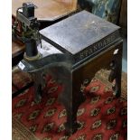 Victorian metal jockey “Standard” scales, on later walnut base, 23”l.