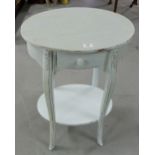 Modern oval topped occasional table, with central drawer, over cabriole legs with stretcher shelf,