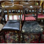 4 Georgian Mahogany Dining Chairs (incl. 1 Pair), all with rail backs, on turned legs (2 + 1 +1 ).