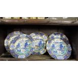 Set of 7 Victorian Booths Ironstone Side Plates, stamped “Ming”, with Chinese garden scenes