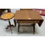 Reproduction mahogany sofa/coffee table & a walnut wine table (2)