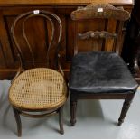 Regency Rosewood Dining Chair, brass inlaid with black leatherette seat & a Bentwood framed