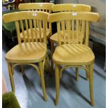 Set of 4 Bentwood Kitchen Chairs, with curved top rails, out-turned legs.