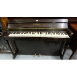 “Schubach” Upright Piano in ebonised case, 3ft h x 4ft4”w