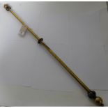 Brass Art Nouveau Pole, with ball end finials, 37”w