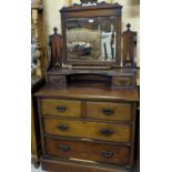 Walnut Dressing Table with mirror back, two gallery drawers over 4 drawers.