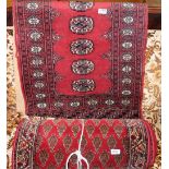 Red wool floor runner rug 60cm x 340cm & a barcara pattern small floor rug (2)