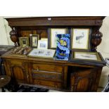Oak Sideboard with rear panelled gallery, two cabinets and two drawers
