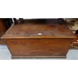 Victorian rectangular pine storage chest, with hinged lid, scrumbled finish, 17”h x 33”w.