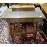 Small Edw. Rosewood Writing Desk, with hinged galleried pen compartment, over brown tooled leather