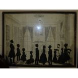 Georgian Silhouette – portraits of “The Rev. H.B. Maccartney DD Wife and 8 Children 1847”, in oak