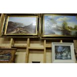 4 modern framed pictures incl. two landscapes, Ballerinas and “the Shepherdess”.