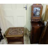 Vic. Mahogany Bedside Cabinet, Mahogany wall cabinet, mirror door 13”w & mahogany Commode with