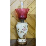 Victorian Limoges Porcelain Container Oil Lamp, with lozenge mark, stamped G.D & G Depose, signed,