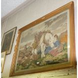 Large needlepoint picture – Harvesting with white pony and young girl.