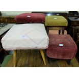 4 dressing stools with fabric covered seats.