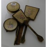 Ladies dressing table/groom set with brass handles and floral backs (5 pieces)