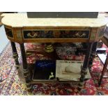 French Empire Style Console/Side table, the shaped beige marble top over a frieze drawer, inlaid