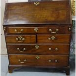 Georgian Mahogany Slopefront Writing Bureau with brass handles, the interior fitted with an