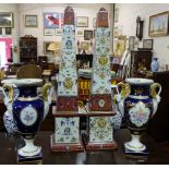 Matching pair reproduction French Goudeville Porcelain Vases, blue ground with central floral