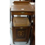 Edwardian Mahogany Purdonium, the upper gallery fitted with a drawer, over lower hinged cabinet,