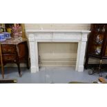 Regency style White Marble Fireplace, with decorative swag mouldings on the central frieze and