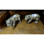 Pair gilt metal figures of bears, 6”w