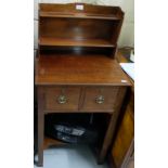 By J. Hicks (stamped), Late 19thC Mahogany miniature Dressing Table, the gallery back with brush