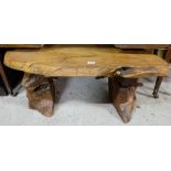 Oak plank finish coffee table, on stubs.