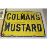 Colemans Mustard Enamel Advertising Sign, 48”w x 36”h