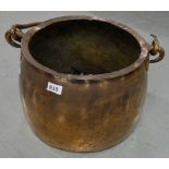 Victorian circular heavy Copper Pot with carrying handle, 14” dia