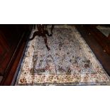 Kashmir Floor Rug, blue ground, all over design, 230 x 160cm