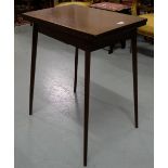 Edw. Foldover Card Table, inlaid, on 4 tapered legs, with red leather interior lining, 22”w x 15”d x