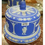 Blue and white Porcelain Cheese Dish, the top decorated with continuous pattern of angels.