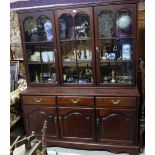 Reproduction Mahogany Bookcase, with 3 glazed doors over base of 3 drawers and 3 cabinets, 71”h x