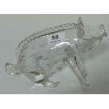 Glass novely Ewer in the form of a seated pig, 11”w x 6”h