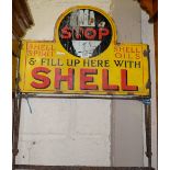 Old metal framed Shop Stand with enamel sign “Stop..Shell”