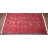 Afghan Beluchi Tribal Floor Rug, red ground Becarra design, 82 x 154