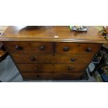 Victorian Mahogany Chest of 5 Drawers (2 short and 3 long), 44”w x 39”h, turned drawer knobs.