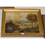 Two framed Victorian oil paintings – “near Menai Bridge signed C. E Rofs & River Scene