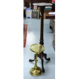 Mahogany Torchere, with central reeded column, ball and claw feet, 49”h. & Cast brass Jardinere