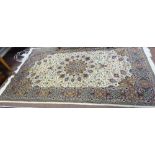 Indian Very Fine Hand Woven Floor Rug, Ivory Ground Persian Design, 134 x 240