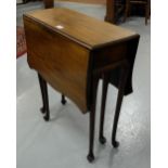 Mahogany Sutherland Table, with drop ends on Queen Ann legs, pad feet, 25.5”h x 29” w (extended)