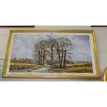 Marjoram - Oil on Canvas, Landscape Scene, in gilt frame – Trees in a landscape